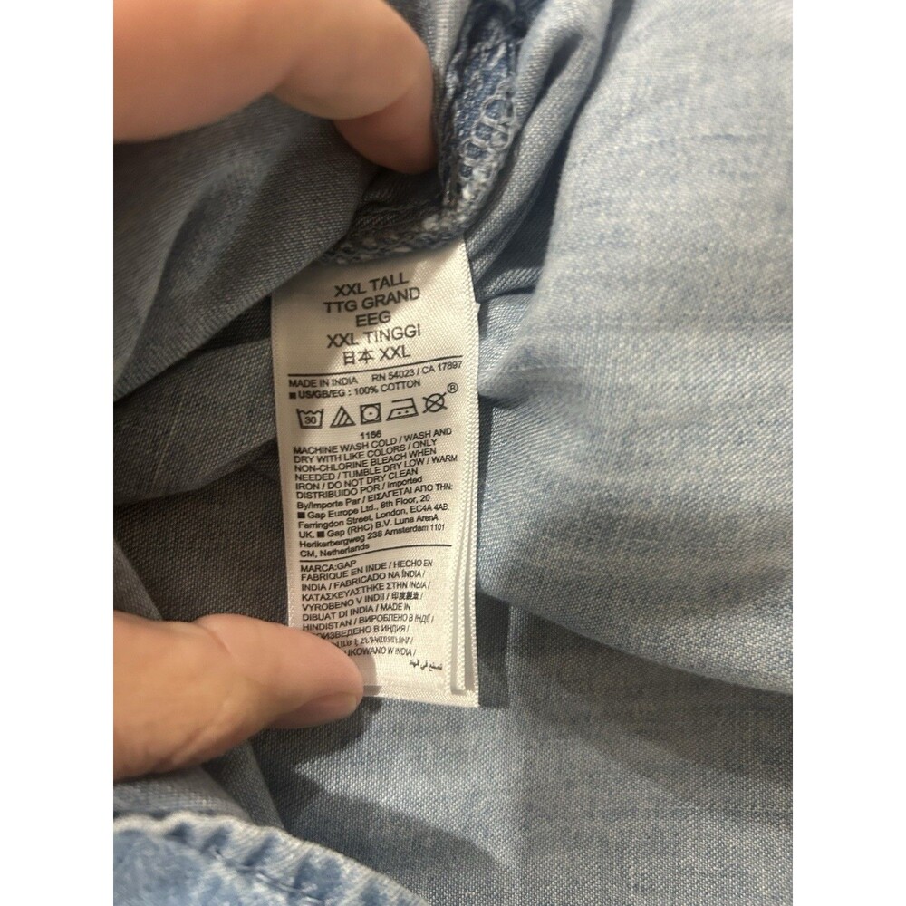 NWT $79 GAP Puff-Sleeve Denim Shirt Dress in Light Wash Blue Women’s XXL Tall - Picture 6 of 12